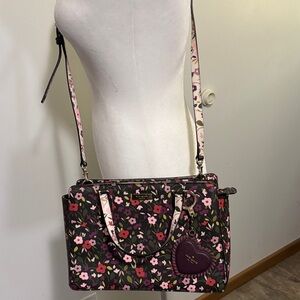 Kate Spade Pink Floral Crossbody Satchel with matching wallet